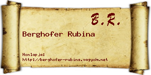 Berghofer Rubina névjegykártya
